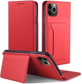 Voor iPhone 11 Sterk magnetisme Schokbestendig Horizontaal Flip Vloeibaar aanvoelend lederen hoesje met houder & kaartsleuven en portemonnee (rood)