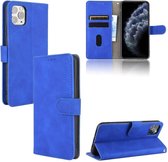 Voor iPhone 12 Pro Max Effen kleur Huidgevoel Magnetische gesp Horizontale flip kalftextuur PU lederen tas met houder & kaartsleuven & portemonnee (blauw)