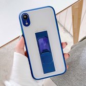 Doorschijnend Frosted TPU + PC magnetische beschermhoes met felle kleur onzichtbare beugel voor iPhone XR (saffierblauw)