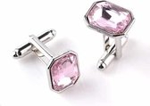 Modieuze manchetknopen met diamanten ingelegd (roze)-Roze
