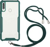 Voor Huawei Y9 (2019) / Enjoy 9 Plus Acryl + kleur TPU schokbestendig hoesje met nekkoord (donkergroen)