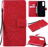 Voor Huawei P Smart 2021 Sun Embossing Pattern Horizontale Flip Leather Case met Card Slot & Holder & Wallet & Lanyard (Red)