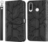 Voor Huawei P30 Lite Life of Tree Embossing Pattern Horizontale Flip Leather Case met houder & kaartsleuf & portemonnee & fotolijst & Lanyard (zwart)