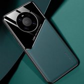 Voor Huawei Mate 40 Pro All-inclusive leer + beschermhoes van organisch glas met metalen ijzeren plaat (groen)