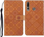 Voor Huawei P Smart Z / Y9 Prime 2019 Etnische Stijl Reliëfpatroon Horizontale Flip Leren Case met Houder & Kaartsleuven & Portemonnee & Lanyard (Bruin)