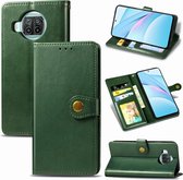 Voor xiaomi mi 10t lite 5g retro effen kleur lederen gesp telefoonhoes met lanyard & fotolijst & kaartsleuf & portemonnee & standaardfunctie (groen)