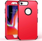 Voor iPhone 7/8 3 in 1 All-inclusive schokbestendige airbag siliconen + pc-hoes (rood)