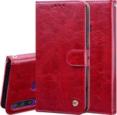 Voor Huawei Y6P 2020 zakelijke stijl olie wax textuur horizontale flip lederen tas met houder & kaartsleuven & portemonnee (rood)