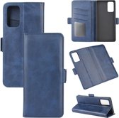 Voor Samsung Galaxy Note20 dubbelzijdige magnetische gesp horizontale flip lederen tas met houder & kaartsleuven & portemonnee (donkerblauw)