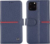 Voor iPhone 11 GEBEI Bovennerf lederen horizontale flip beschermhoes met houder & kaartsleuven & portemonnee & fotolijst (blauw)