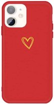 Voor iPhone 11 Golden Love-heart Pattern Colorful Frosted TPU telefoon beschermhoes (rood)
