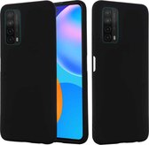 Voor Huawei P smart 2021 Pure Color Vloeibare siliconen schokbestendige hoes met volledige dekking (zwart)