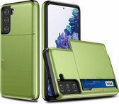 Voor Samsung Galaxy S21 + 5G schokbestendige beschermhoes met kaartsleuf (groen)