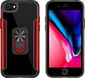 PC + TPU + metalen schokbestendige beschermhoes met ringhouder voor iPhone SE 2020/8/7 (rood)