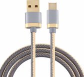 3A USB naar USB-C / Type-C tweekleurige gevlochten datakabel, kabellengte: 1 m (grijs)
