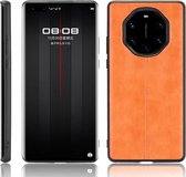 Voor Huawei Mate 40 RS Porsche Design Schokbestendig Naaien Koe Patroon Huid PC + PU + TPU Case (Oranje)