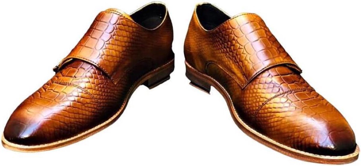 Pantera Pelle Leather Shoes Volledig Lederen Herenschoen Cognac