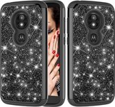 Glitter poeder contrasterende huid schokbestendige siliconen + pc-beschermhoes voor Motorola Moto E5 Play / Moto E5 Cruise Amerikaanse versie (zwart)