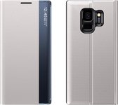 Voor Galaxy S9 Zijdisplay Met Magnetische / Beugelfunctie / Slaapfunctie Effen doek + PC Flip Case (zilver)