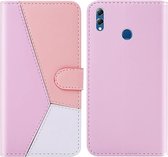 Voor Huawei Honor 8X Tricolor stiksels Horizontaal Flip TPU + PU lederen tas met houder & kaartsleuven & portemonnee (roze)