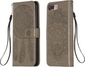 Voor iPhone 8 Plus / 7 Plus Dream Catcher afdrukken Horizontale flip lederen tas met houder & kaartsleuven & portemonnee & lanyard (grijs)