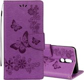 Voor Huawei Mate 10 Lite Vintage reliÃ«f bloemen vlinderpatroon horizontale flip lederen tas met kaartsleuf en houder & portemonnee en lanyard (paars)