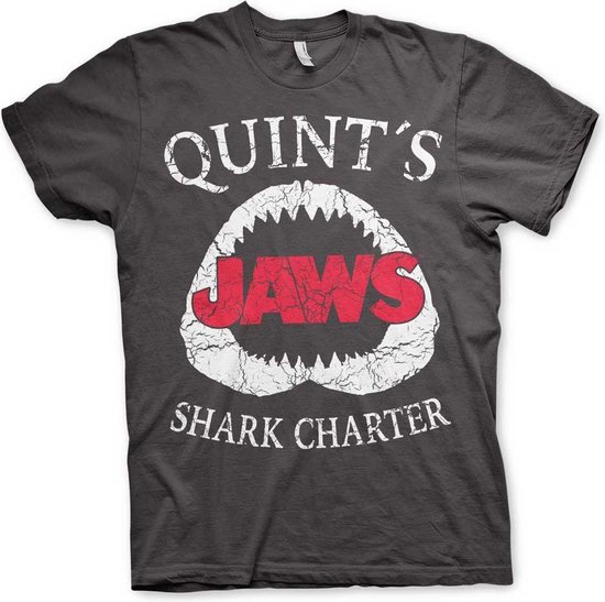 Jaws Heren Tshirt -3XL- Quint's Shark Charter Grijs