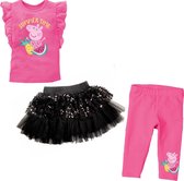 Peppa Pig set - 3-delig - tule rokje +  t-shirt + 3/4 legging - roze/zwart - maat 86/92