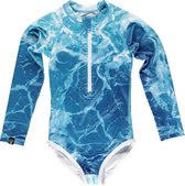 Beach & Bandits - UV-badpak voor meisjes - Save our Seas - Blauw - maat 104-110cm - UPF50+ Zonbescherming - Ademend materiaal