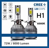 H1 LED lampen (set 2 stuks) 6000k Helder Wit 8000LM IP68 80 Watt CANbus Geschikt, Motor / Auto / Scooter / Dimlicht / Grootlicht / Koplampen / Autolamp / Autolampen / Car Light / Lamp