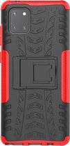 Samsung Galaxy Note 10 Lite Hoesje - Mobigear - Tire Serie - Hard Kunststof Backcover - Zwart / Rood - Hoesje Geschikt Voor Samsung Galaxy Note 10 Lite