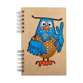 KOMONI - Duurzaam houten Notitieboek - Dagboek -  Gerecycled papier - Navulbaar -  A6 - Gelinieerd -  Fabeltjeskrant: Meneer de Uil