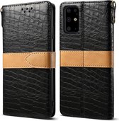 Voor Galaxy S20 Plus Splicing Color Crocodile Texture PU Horizontal Flip Leather Case met portemonnee & houder & kaartsleuven & lanyard (zwart)