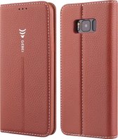 Voor Galaxy S8 GEBEI PU + TPU horizontale flip beschermhoes met houder en kaartsleuven (bruin)
