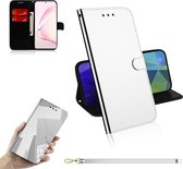 Voor Galaxy Note 10 Lite / A81 Lmitated Mirror Surface Horizontale Flip Leather Case met houder & kaartsleuven & Wallet & Lanyard (zilver)