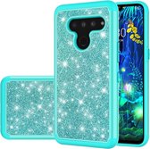 Voor LG V50 ThinQ 5G Glitterpoeder Contrast Huid Schokbestendig Silicone + PC Beschermhoes (Groen)