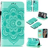 Mandala reliÃ«fpatroon horizontale flip PU lederen tas met houder & kaartsleuven & walle & lanyard (groen)