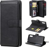 Voor Sony Xperia L4 multifunctionele magnetische koperen gesp horizontale flip effen kleur lederen tas met 10 kaartsleuven & portemonnee & houder & fotolijst (zwart)