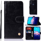 Voor Motorola Moto E 2020 Koperen Gesp Retro Crazy Horse Textuur Horizontale Flip Leren Case met Houder & Kaartsleuven & Portemonnee (Zwart)