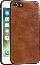 Voor iPhone 7/8 Crazy Horse Textured kalfsleer PU + PC + TPU Case (bruin)