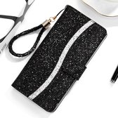 Voor Huawei P Smart Z Glitter Poeder Horizontaal Flip Leren Case met Kaartsleuven & Houder & Lanyard (Zwart)