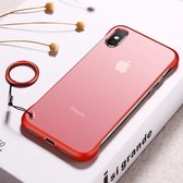 Frosted anti-slip TPU beschermhoes met metalen ring voor iPhone X (rood)