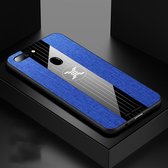 Voor OPPO R11S Plus XINLI stiksels Textue schokbestendige TPU beschermhoes (blauw)