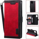 Voor Huawei P40 retro splicing horizontale flip lederen tas met kaartsleuven en houder en portemonnee (rood)