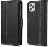 Voor iPhone 11 Pro Retro Texture Contrast Kleur Splicing Horizontaal Flip TPU + PU lederen tas met kaartsleuven & houder & portemonnee (zwart)