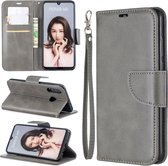 Retro lamsvacht textuur pure kleur horizontale flip pu lederen case voor Huawei P30 Lite & Nove 4e, met houder & kaartsleuven & portemonnee & lanyard (grijs)