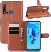 Litchi Texture horizontale flip lederen case voor Huawei P20 Lite 2019 / Nova 5i, met portemonnee en houder en kaartsleuven (bruin)