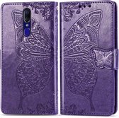 Butterfly Love Flowers Embossing Horizontale Flip Leather Case voor OPPO F11, met houder & kaartsleuven & portemonnee & lanyard (donkerpaars)