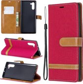 Kleuraanpassing Denim Texture Horizontale Flip Leather Case met houder & kaartsleuven & portemonnee & lanyard voor Galaxy Note10 (rood)