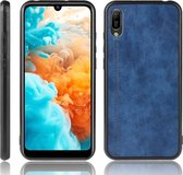 Voor Huawei Y6 Pro 2019 schokbestendig naaien koe patroon huid PC + PU + TPU Case (blauw)